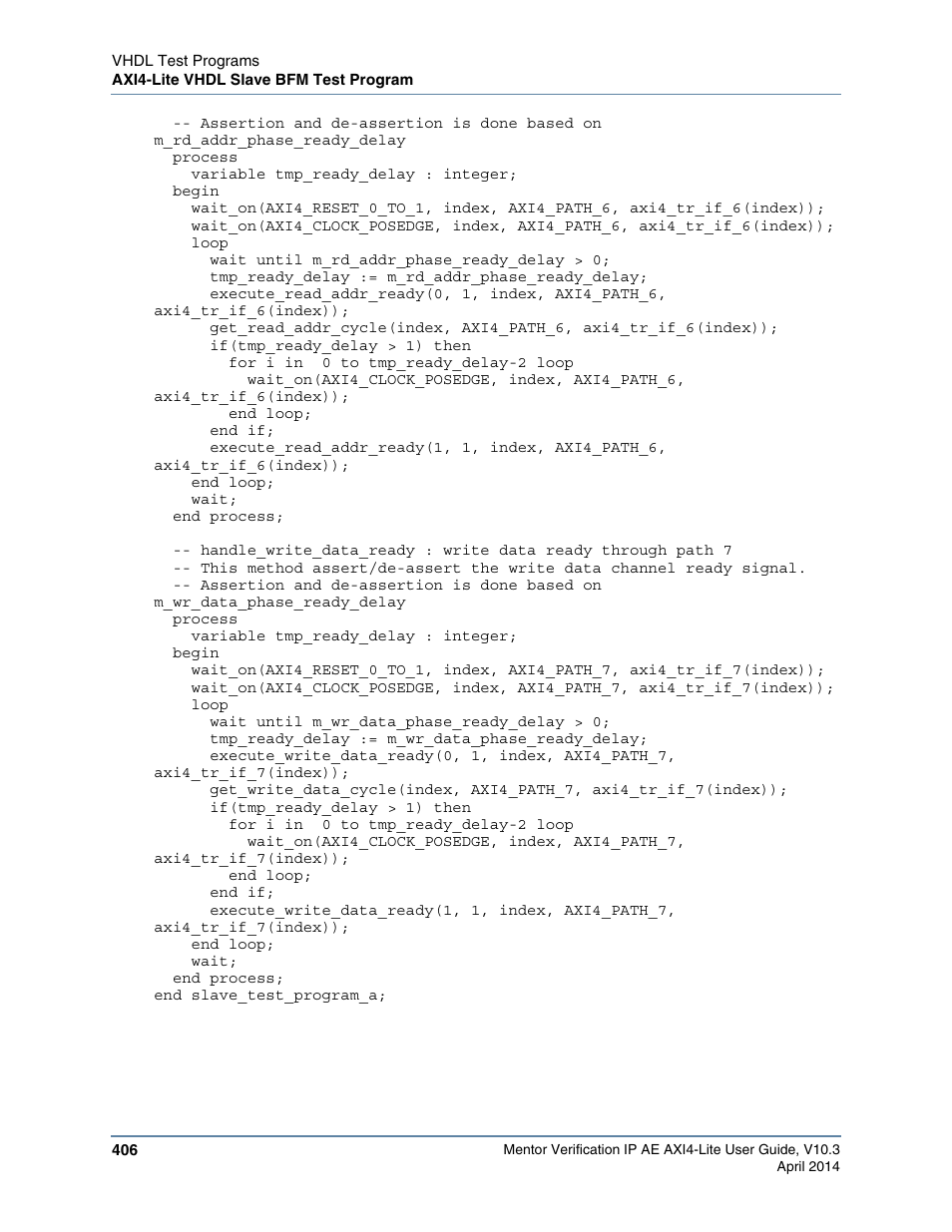 Altera Mentor Verification IP Altera Edition AMBA AXI4-Lite User Manual | Page 406 / 413