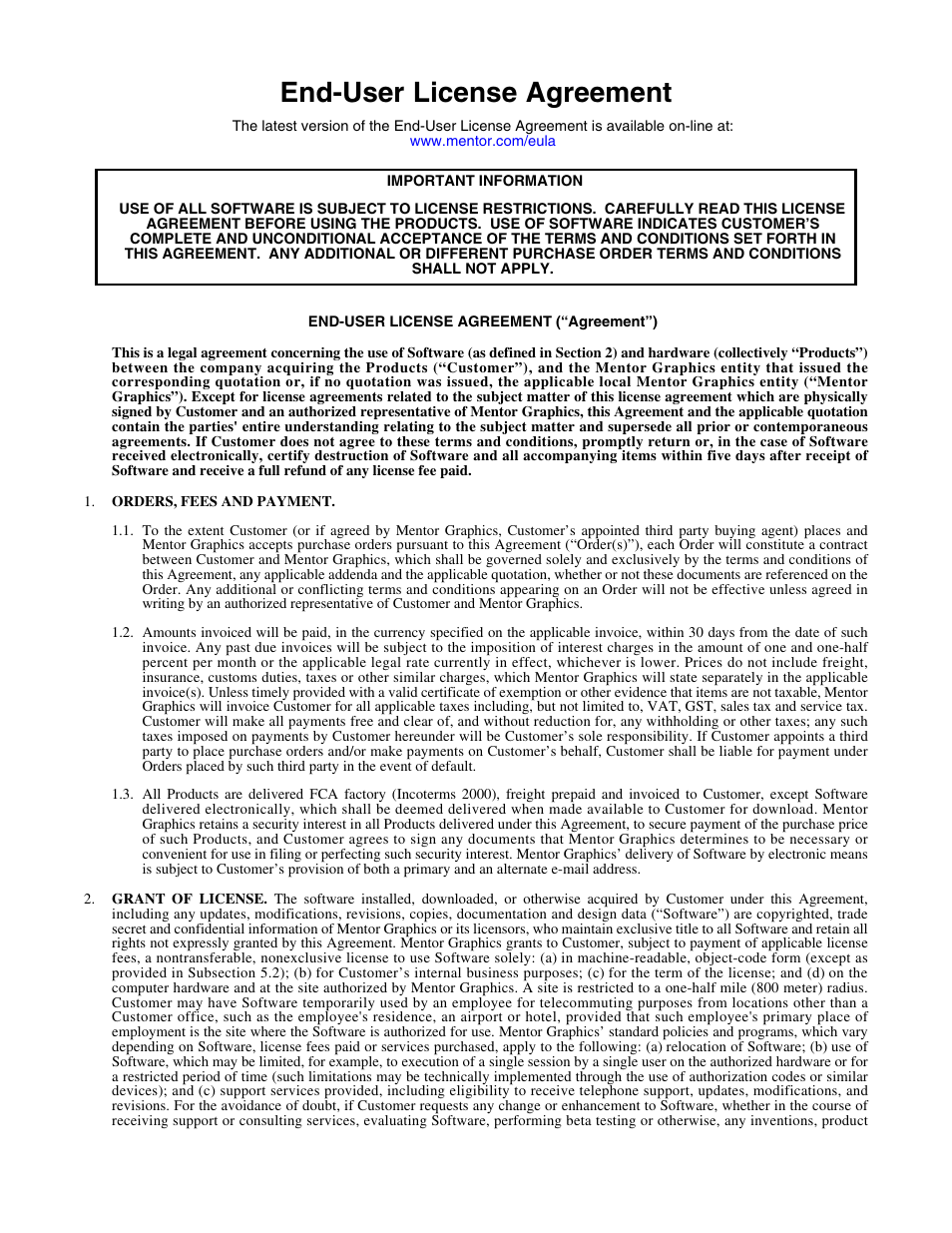 End-user license agreement | Altera Mentor Verification IP Altera Edition AMBA AXI4-Lite User Manual | Page 409 / 413