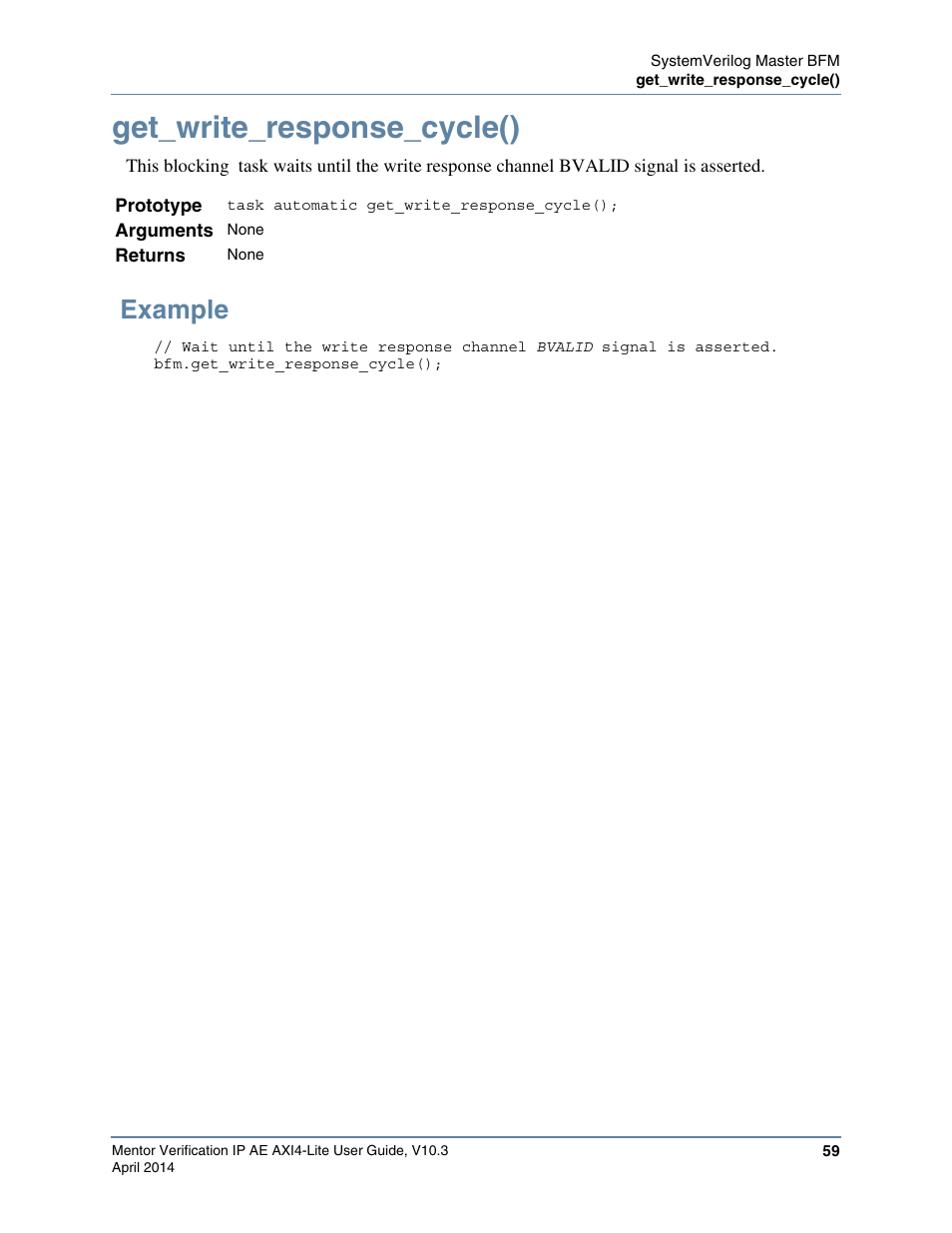 Get_write_response_cycle(), Example | Altera Mentor Verification IP Altera Edition AMBA AXI4-Lite User Manual | Page 59 / 413