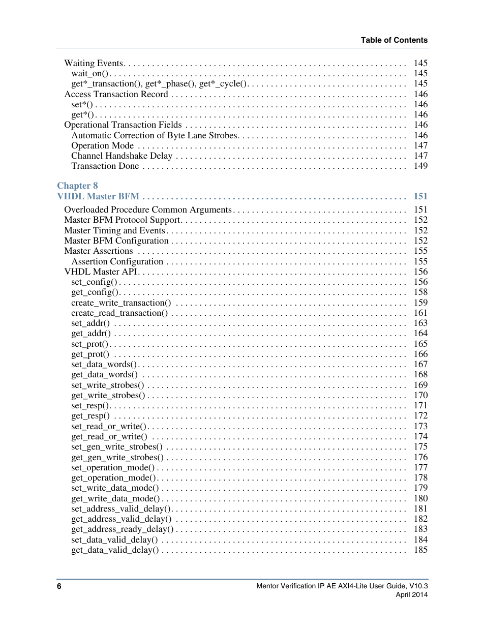 Altera Mentor Verification IP Altera Edition AMBA AXI4-Lite User Manual | Page 6 / 413