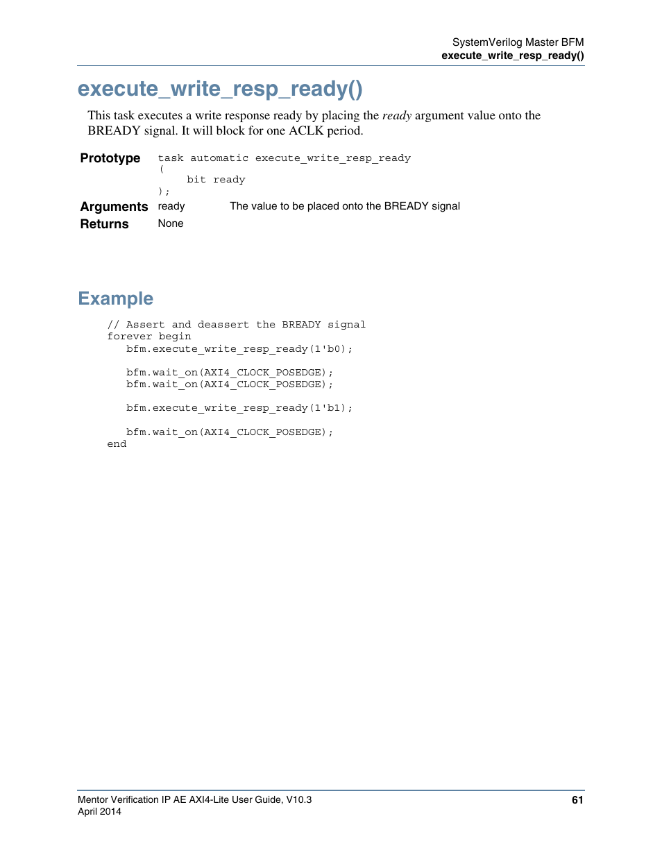 Execute_write_resp_ready(), Example | Altera Mentor Verification IP Altera Edition AMBA AXI4-Lite User Manual | Page 61 / 413