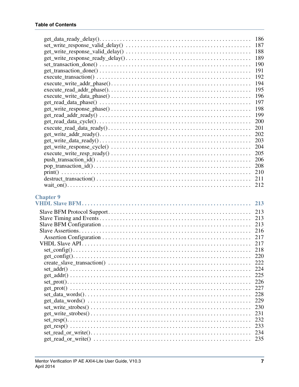 Altera Mentor Verification IP Altera Edition AMBA AXI4-Lite User Manual | Page 7 / 413