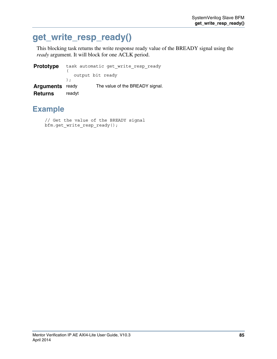 Get_write_resp_ready(), Example | Altera Mentor Verification IP Altera Edition AMBA AXI4-Lite User Manual | Page 85 / 413