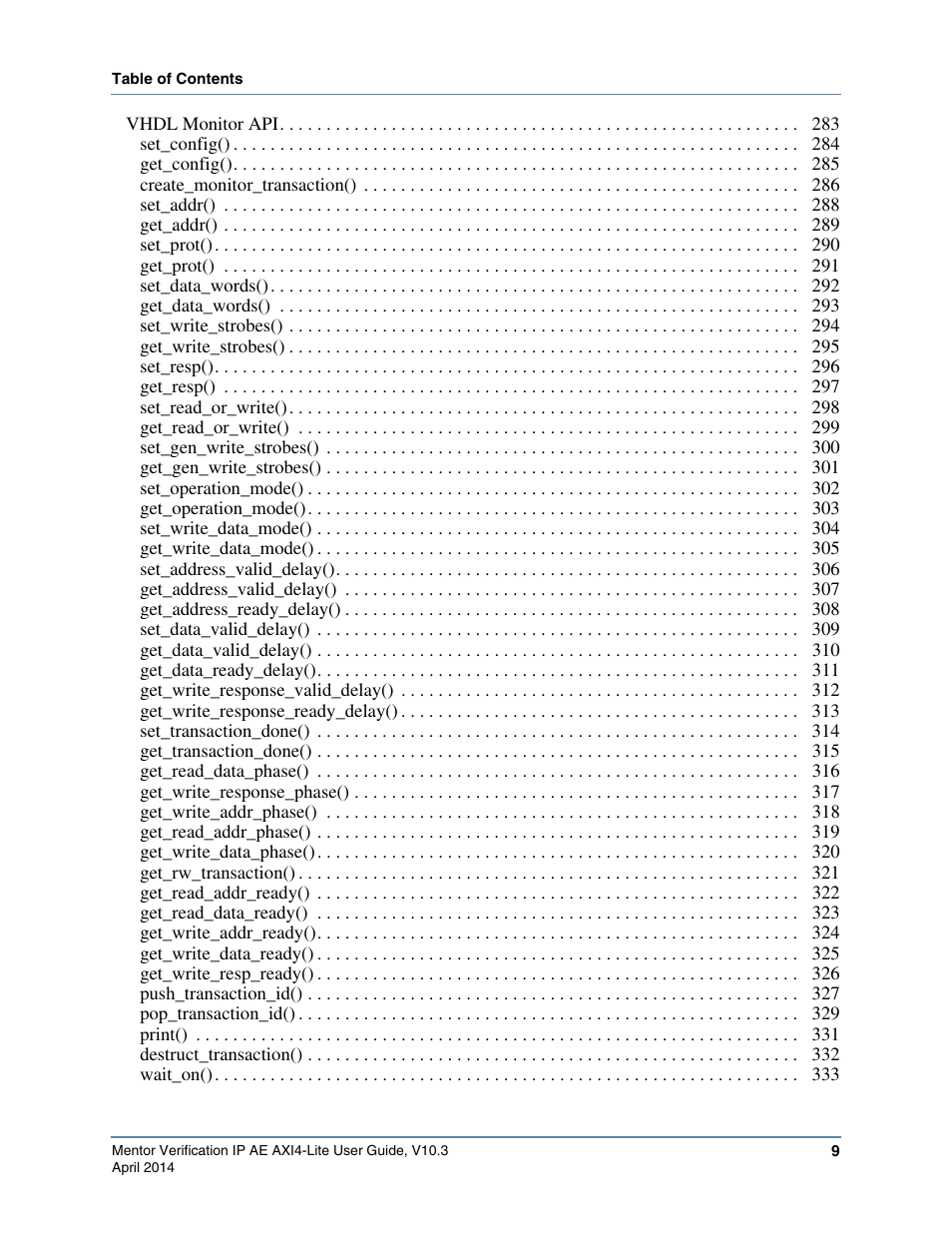 Altera Mentor Verification IP Altera Edition AMBA AXI4-Lite User Manual | Page 9 / 413