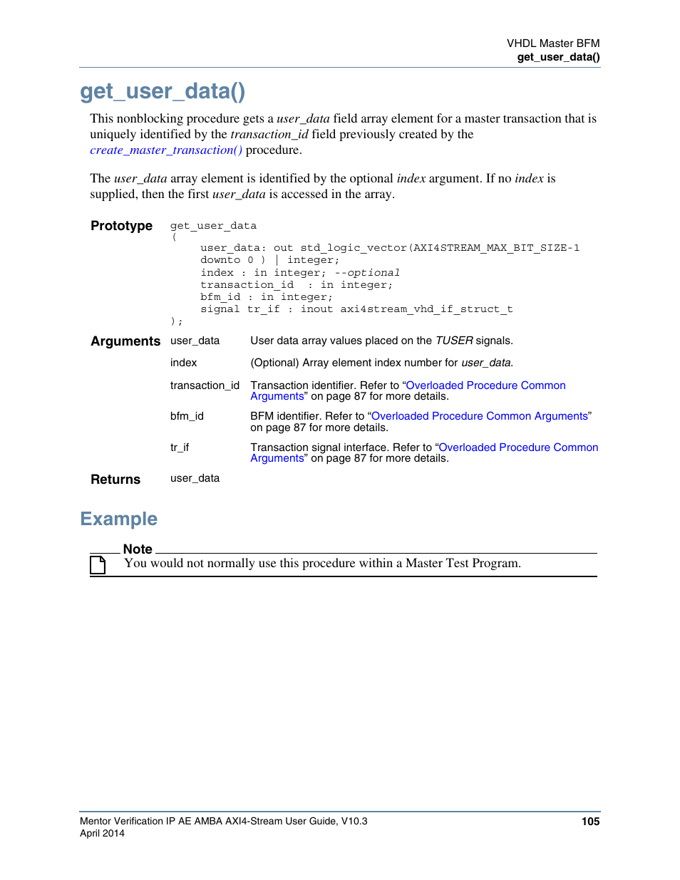 Get_user_data(), Example | Altera Mentor Verification IP Altera Edition AMBA AXI4-Stream User Manual | Page 105 / 231