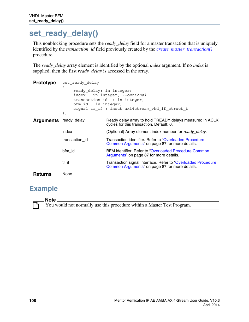 Set_ready_delay(), Example | Altera Mentor Verification IP Altera Edition AMBA AXI4-Stream User Manual | Page 108 / 231