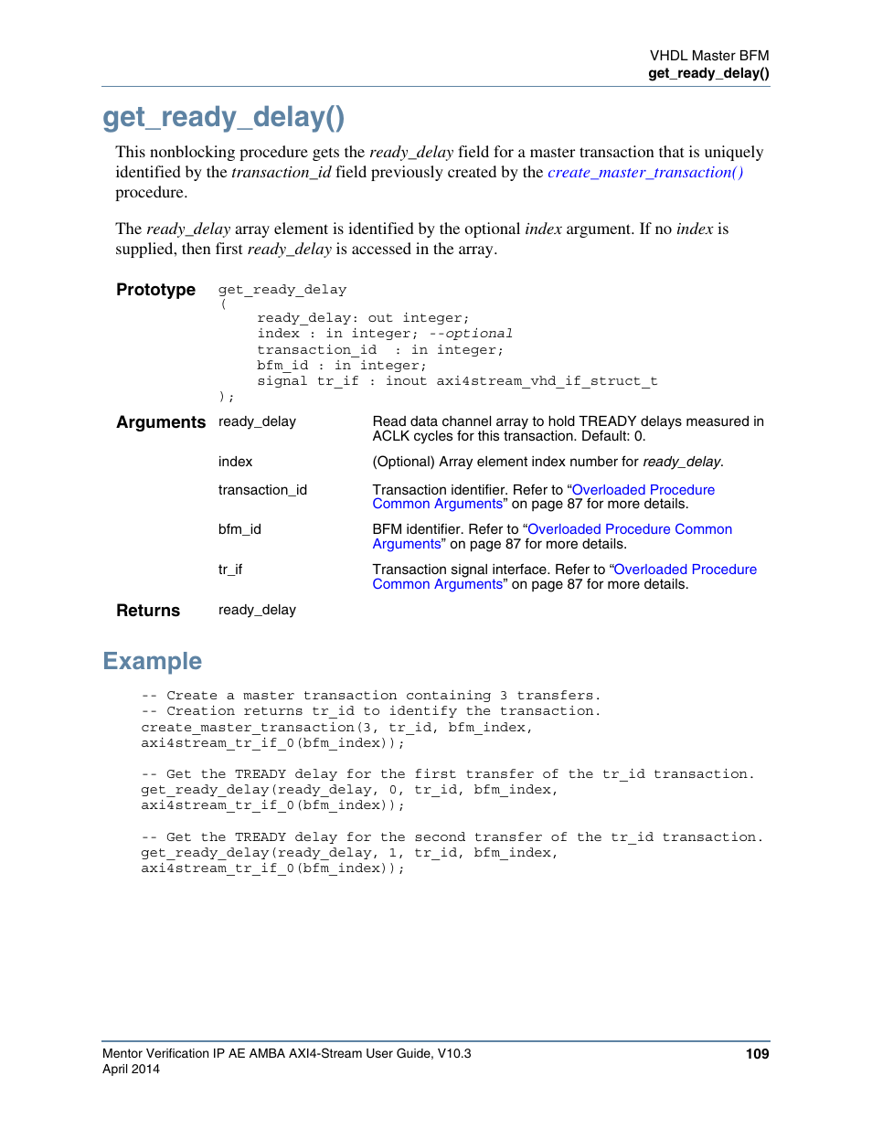 Get_ready_delay(), Example | Altera Mentor Verification IP Altera Edition AMBA AXI4-Stream User Manual | Page 109 / 231