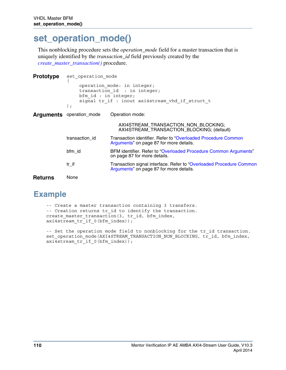 Set_operation_mode(), Example | Altera Mentor Verification IP Altera Edition AMBA AXI4-Stream User Manual | Page 110 / 231
