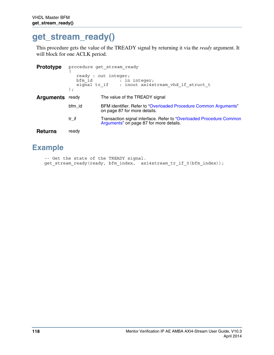 Get_stream_ready(), Example | Altera Mentor Verification IP Altera Edition AMBA AXI4-Stream User Manual | Page 118 / 231