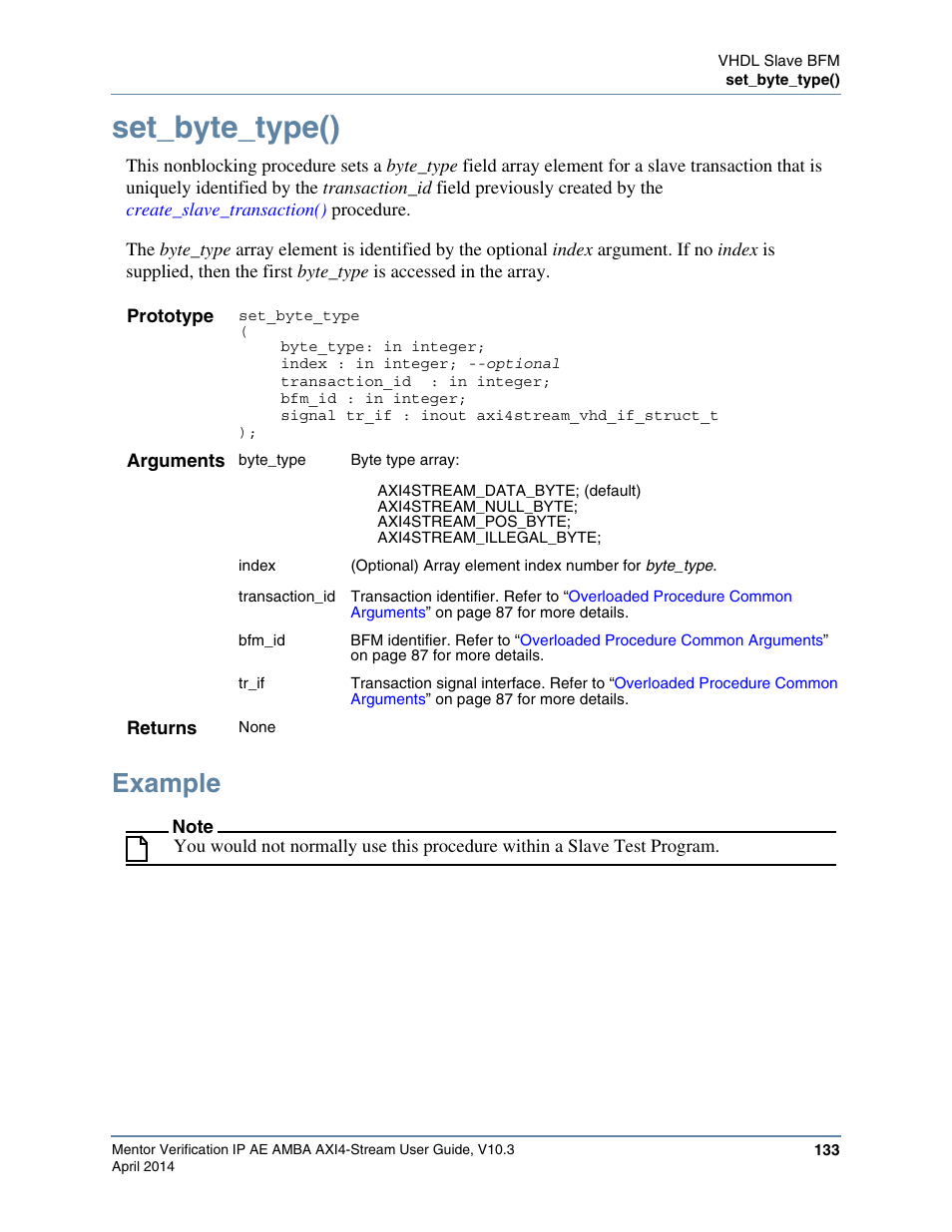 Set_byte_type(), Example | Altera Mentor Verification IP Altera Edition AMBA AXI4-Stream User Manual | Page 133 / 231