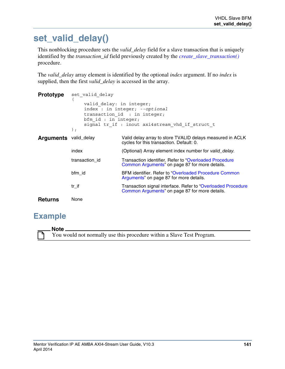 Set_valid_delay(), Example | Altera Mentor Verification IP Altera Edition AMBA AXI4-Stream User Manual | Page 141 / 231