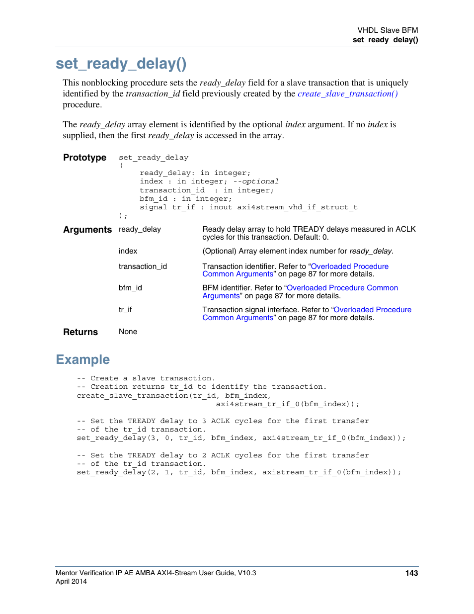 Set_ready_delay(), Example | Altera Mentor Verification IP Altera Edition AMBA AXI4-Stream User Manual | Page 143 / 231