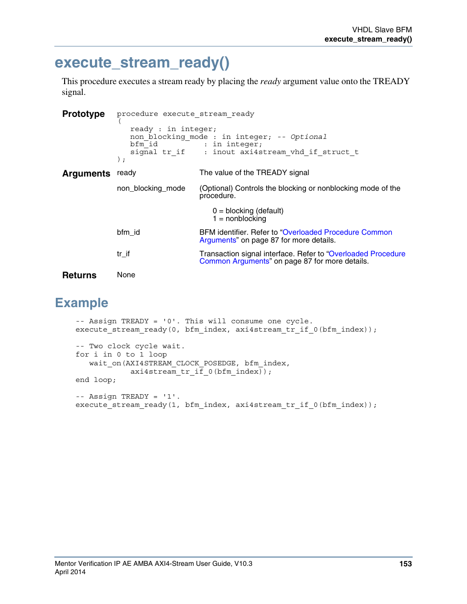 Execute_stream_ready(), Example | Altera Mentor Verification IP Altera Edition AMBA AXI4-Stream User Manual | Page 153 / 231