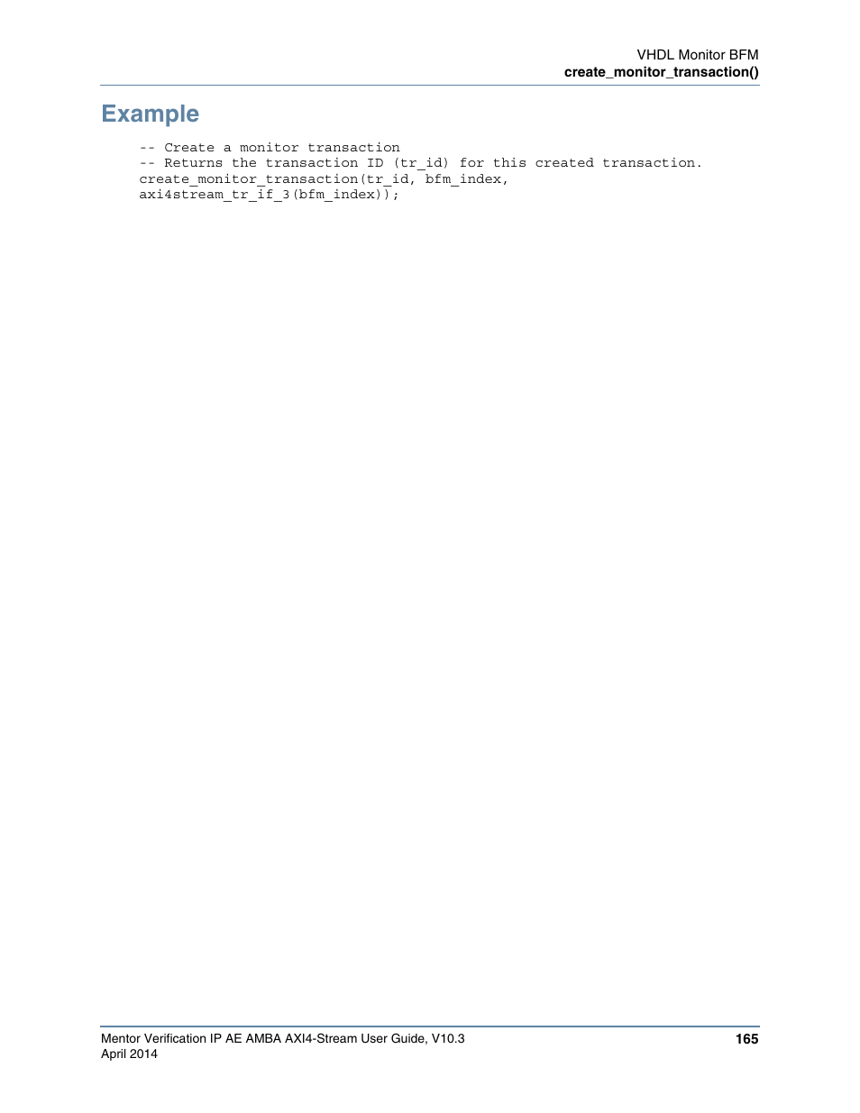 Example | Altera Mentor Verification IP Altera Edition AMBA AXI4-Stream User Manual | Page 165 / 231