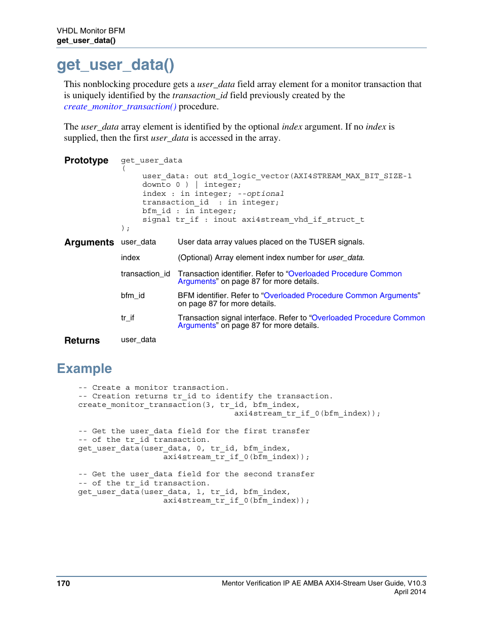 Get_user_data(), Example | Altera Mentor Verification IP Altera Edition AMBA AXI4-Stream User Manual | Page 170 / 231