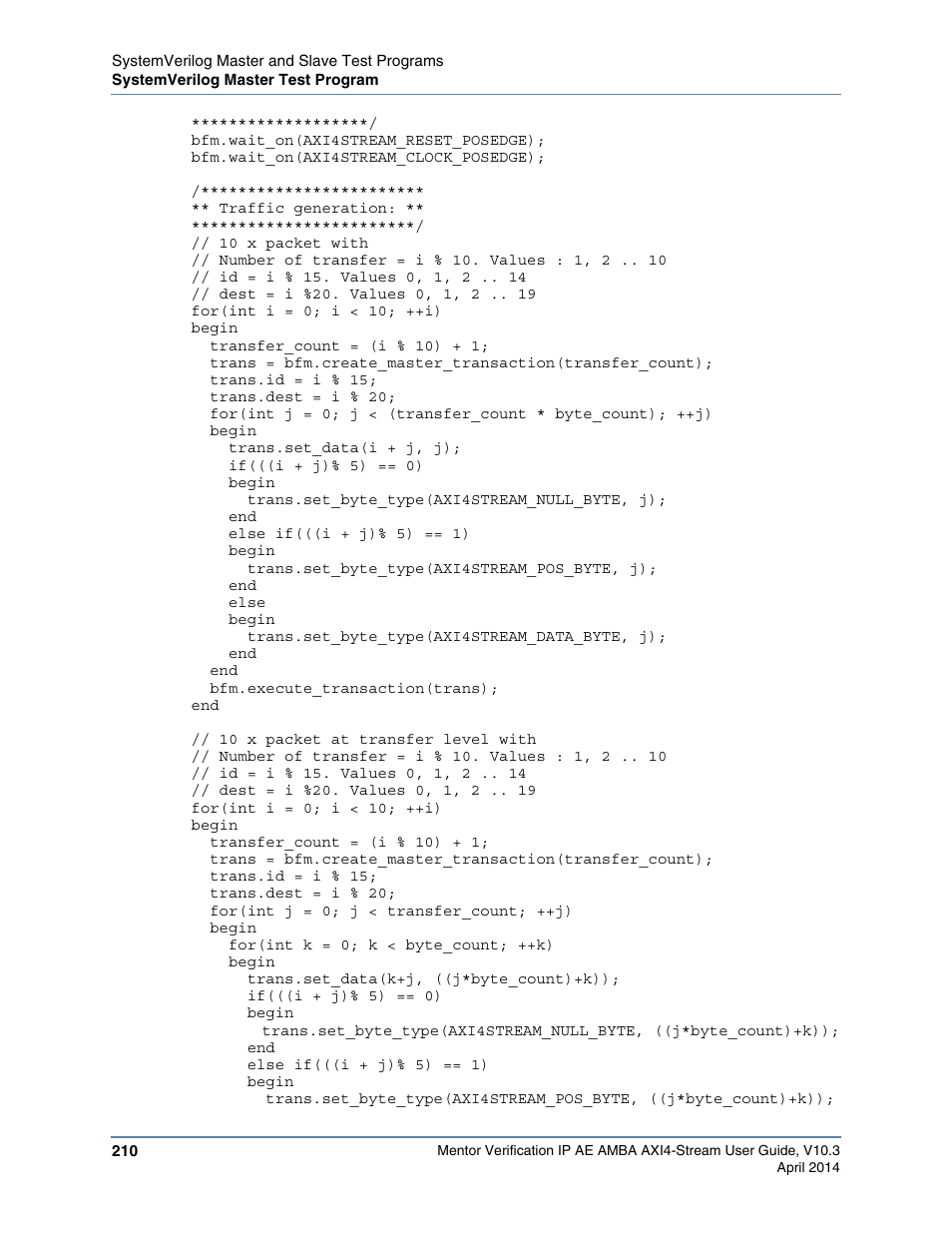 Altera Mentor Verification IP Altera Edition AMBA AXI4-Stream User Manual | Page 210 / 231