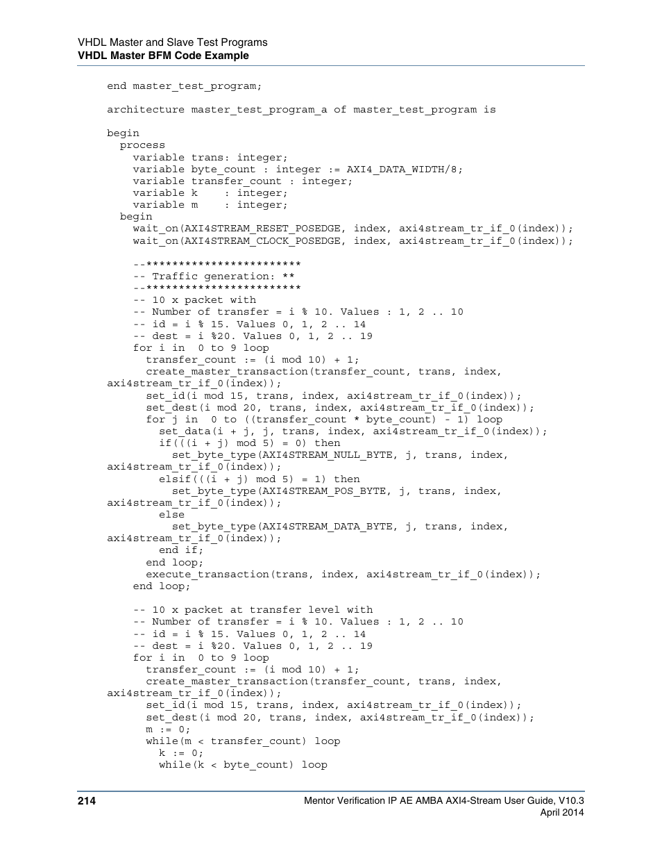 Altera Mentor Verification IP Altera Edition AMBA AXI4-Stream User Manual | Page 214 / 231