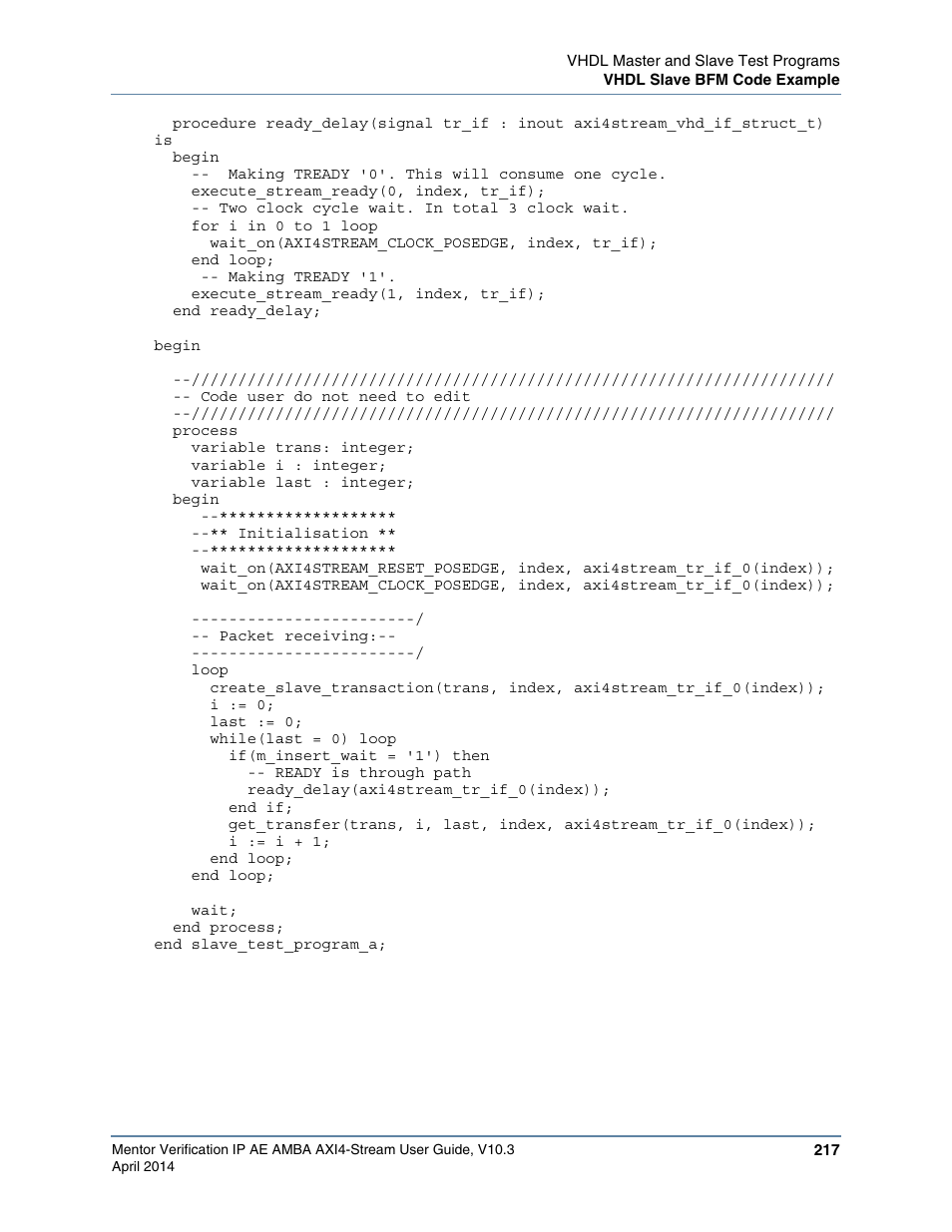 Altera Mentor Verification IP Altera Edition AMBA AXI4-Stream User Manual | Page 217 / 231