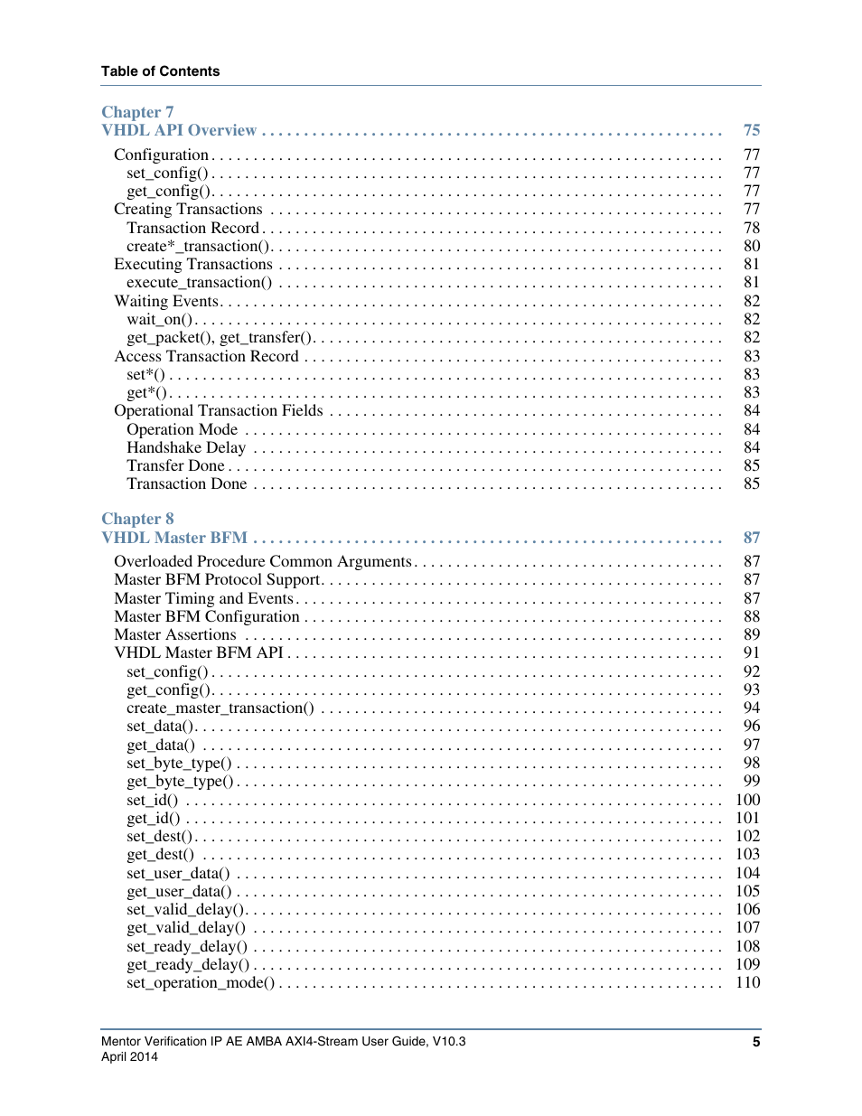 Altera Mentor Verification IP Altera Edition AMBA AXI4-Stream User Manual | Page 5 / 231