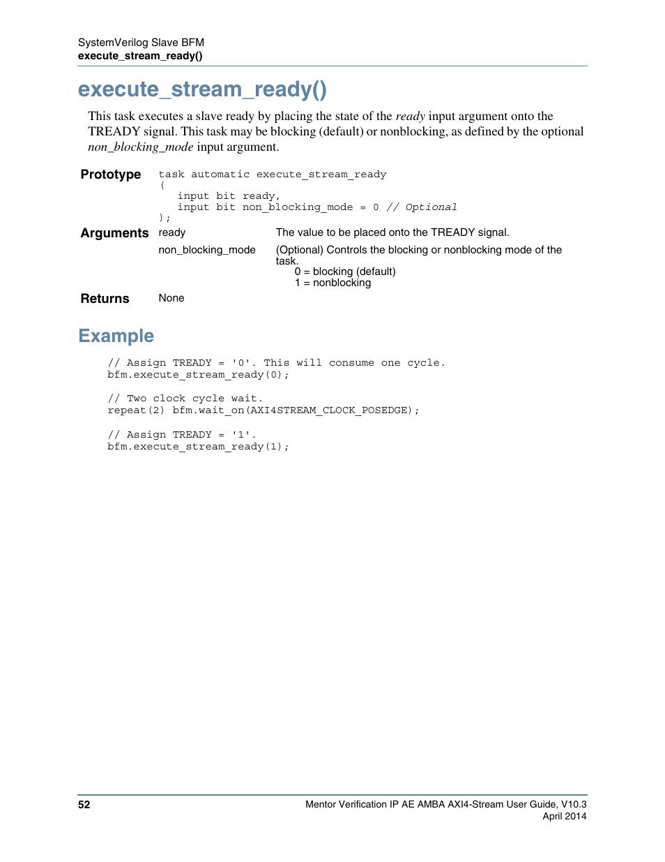 Execute_stream_ready(), Example | Altera Mentor Verification IP Altera Edition AMBA AXI4-Stream User Manual | Page 52 / 231