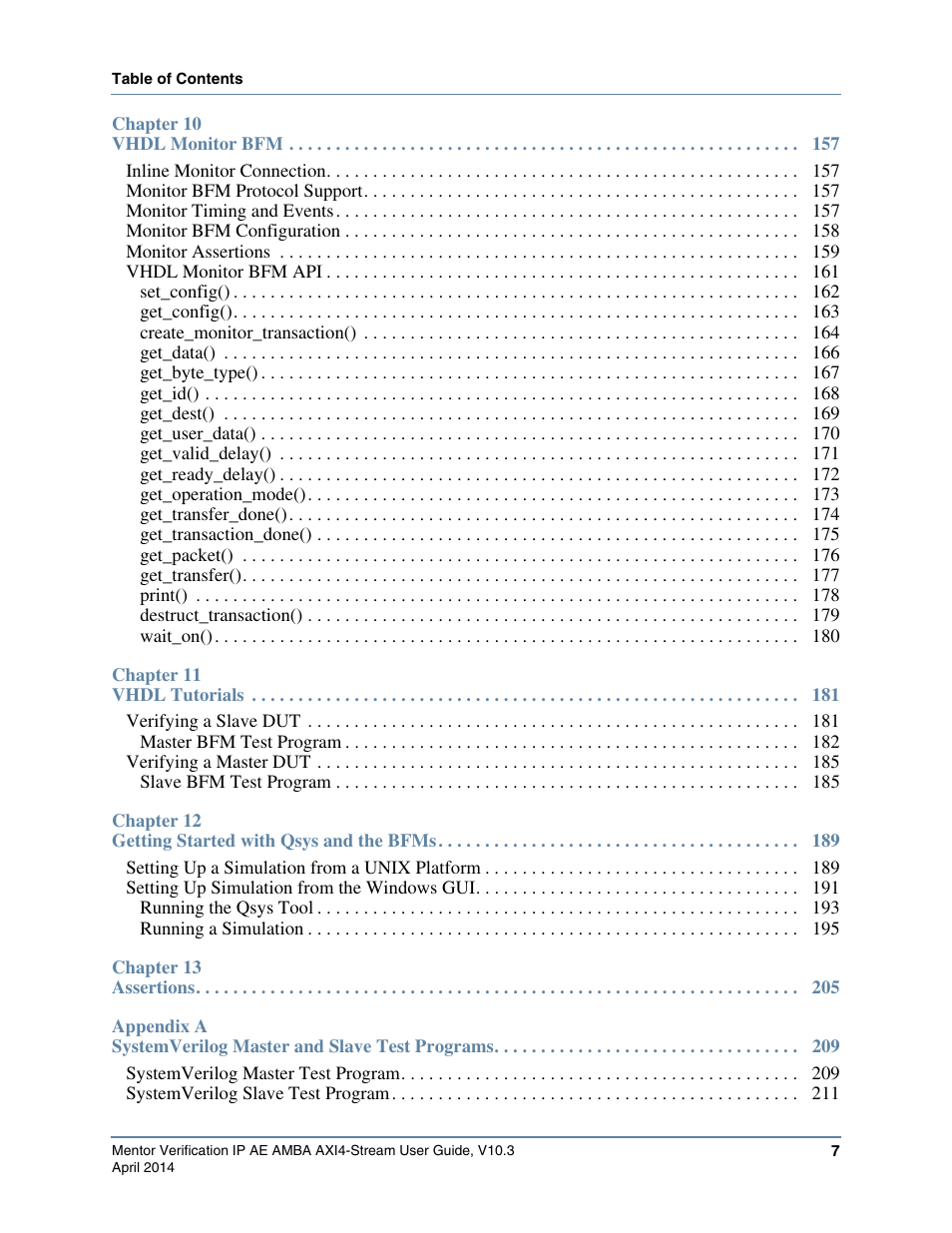 Altera Mentor Verification IP Altera Edition AMBA AXI4-Stream User Manual | Page 7 / 231