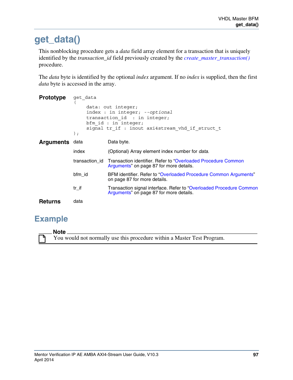 Get_data(), Example | Altera Mentor Verification IP Altera Edition AMBA AXI4-Stream User Manual | Page 97 / 231
