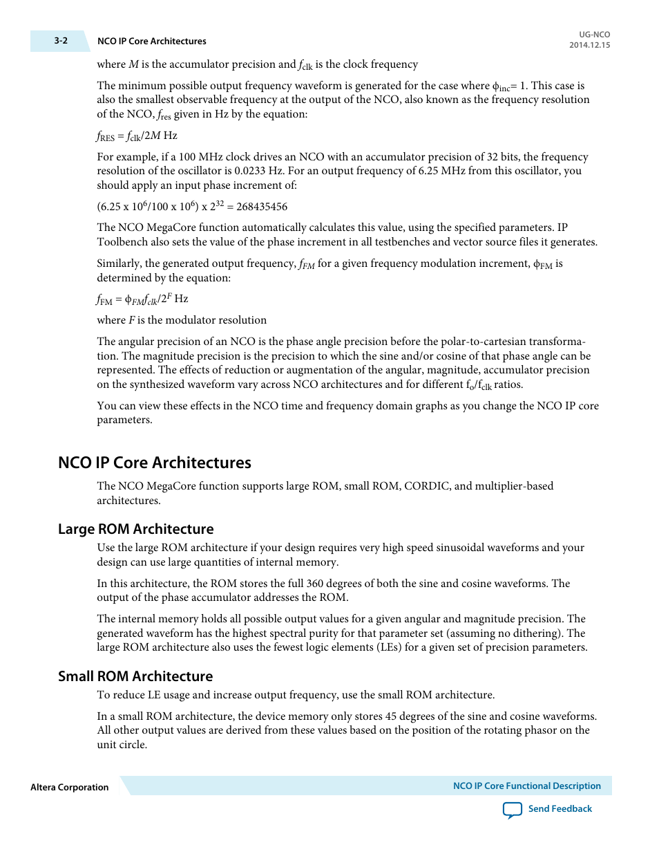Nco ip core architectures, Large rom architecture, Small rom architecture | Nco ip core architectures -2, Large rom architecture -2, Small rom architecture -2 | Altera NCO MegaCore Function User Manual | Page 19 / 35