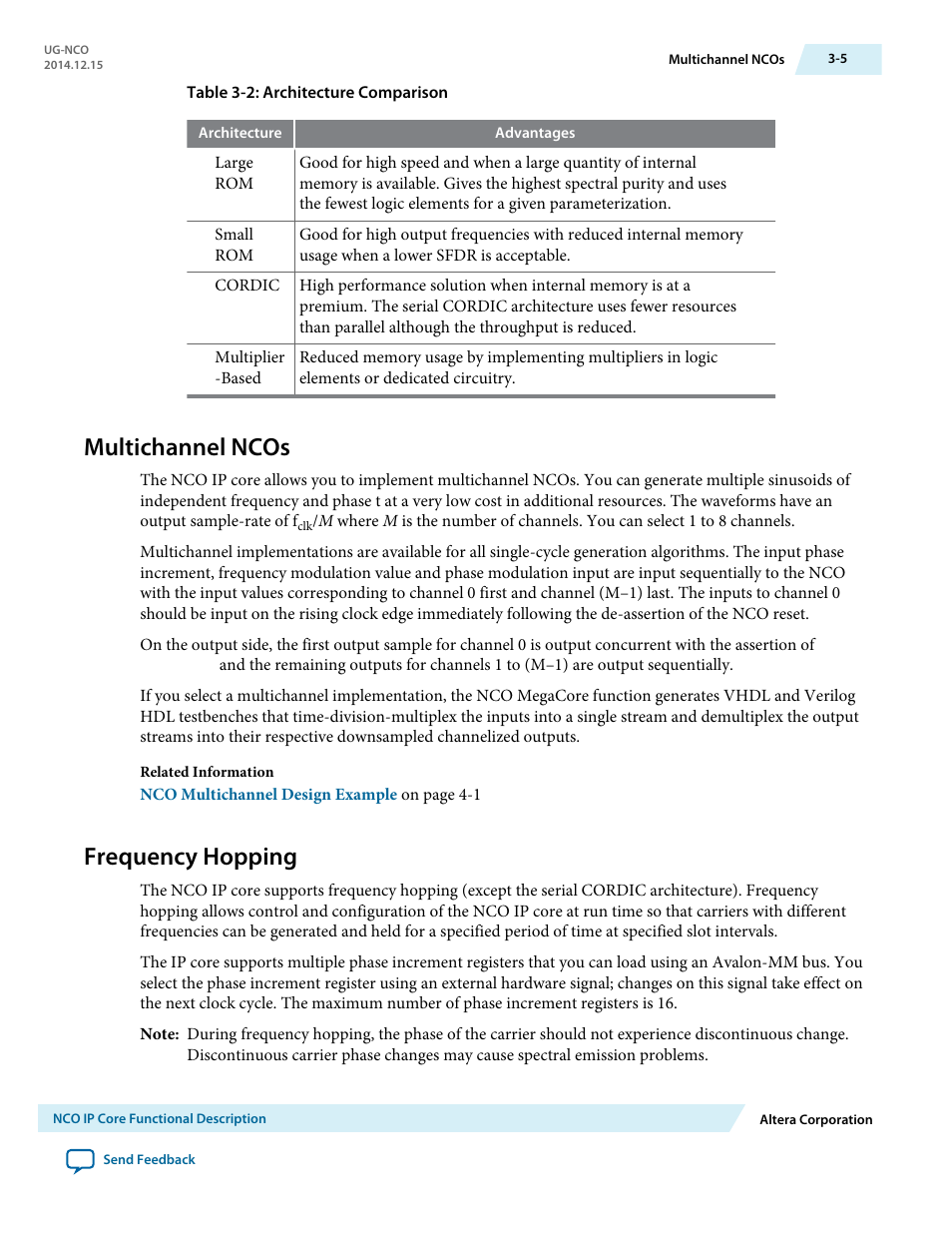 Multichannel ncos, Frequency hopping, Multichannel ncos -5 | Frequency hopping -5 | Altera NCO MegaCore Function User Manual | Page 22 / 35