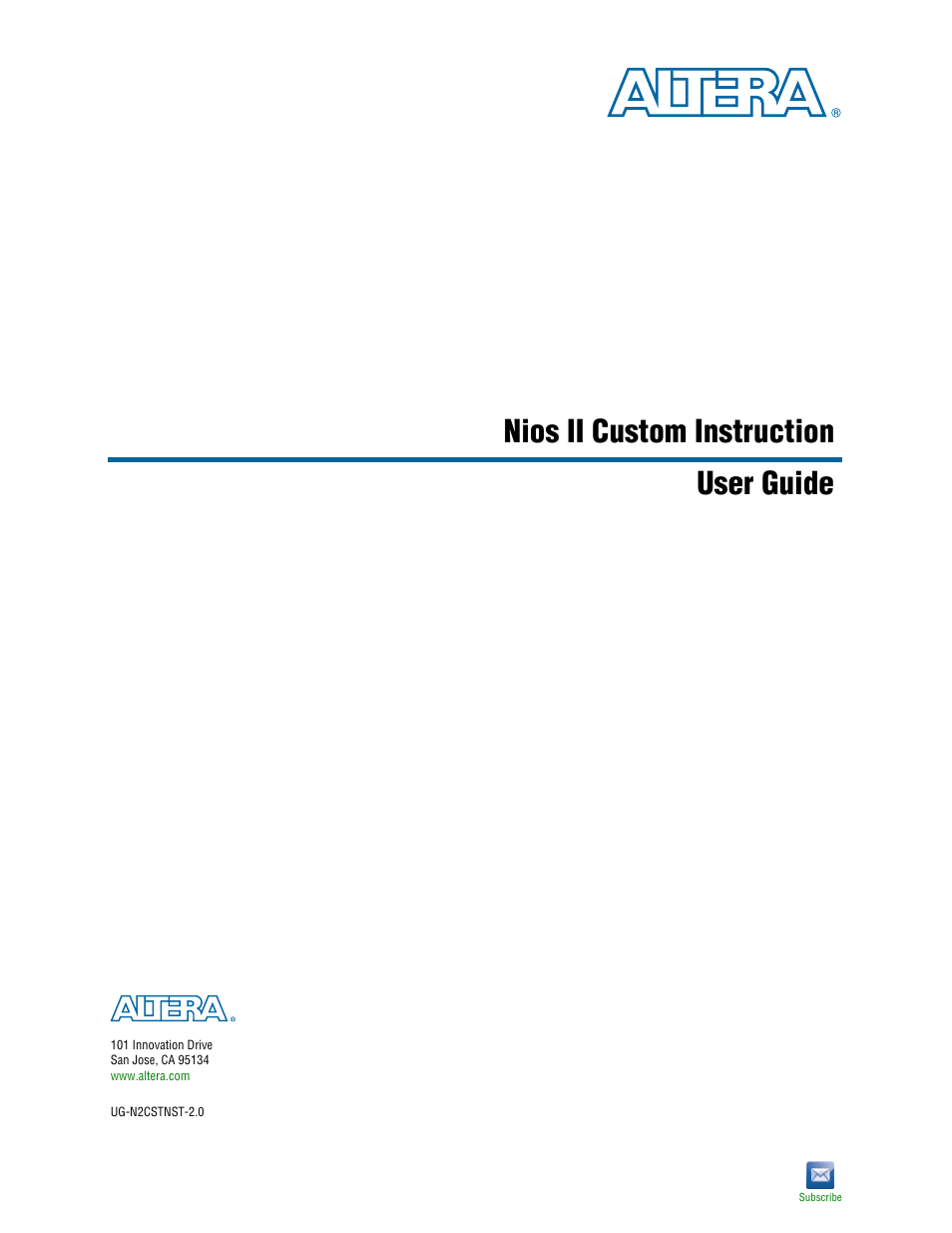Altera Nios II Custom User Manual | 50 pages