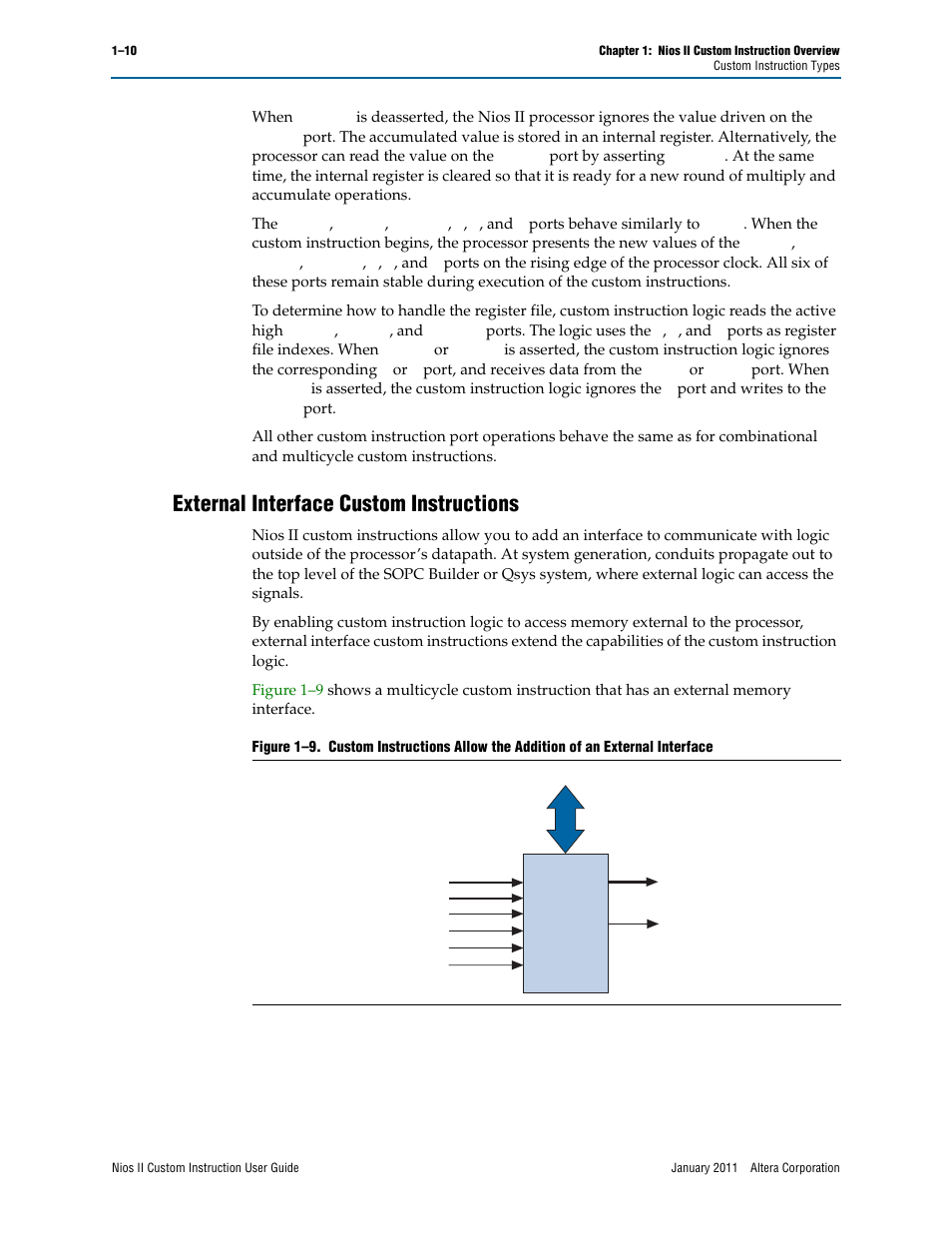 External interface custom instructions, External interface custom instructions –10 | Altera Nios II Custom User Manual | Page 14 / 50