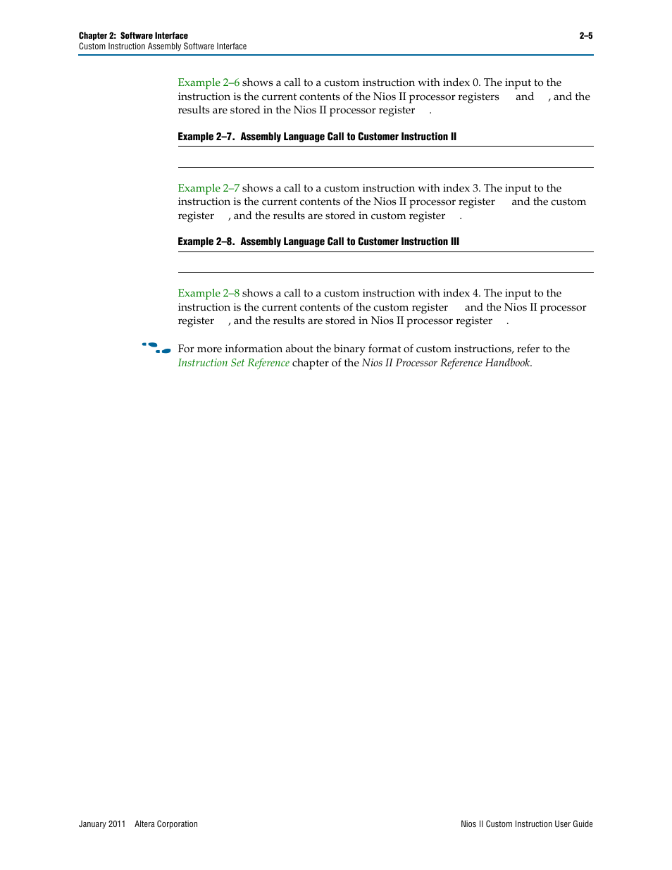Example 2–7, Example 2–8, Demonstrat | Altera Nios II Custom User Manual | Page 21 / 50