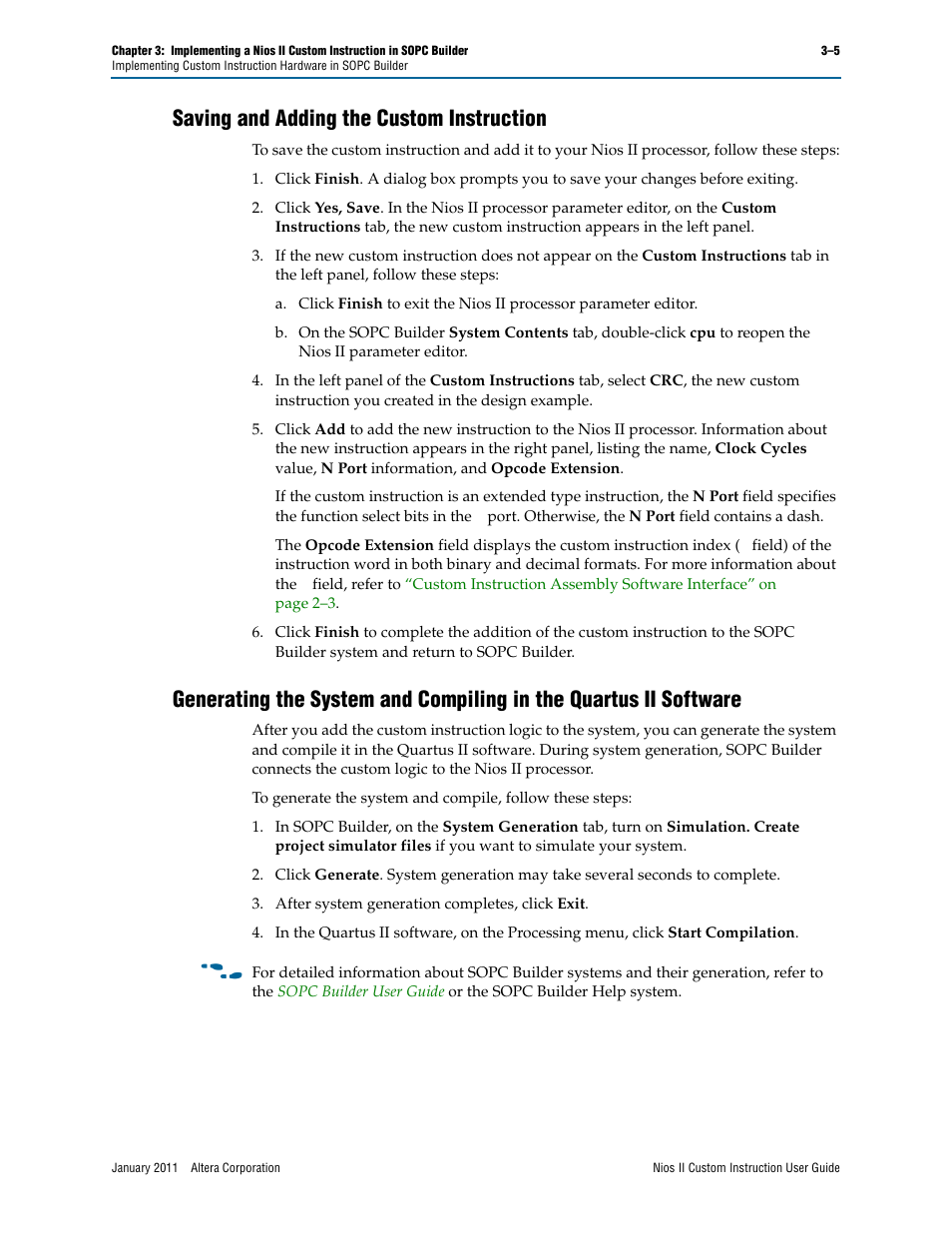 Saving and adding the custom instruction | Altera Nios II Custom User Manual | Page 27 / 50