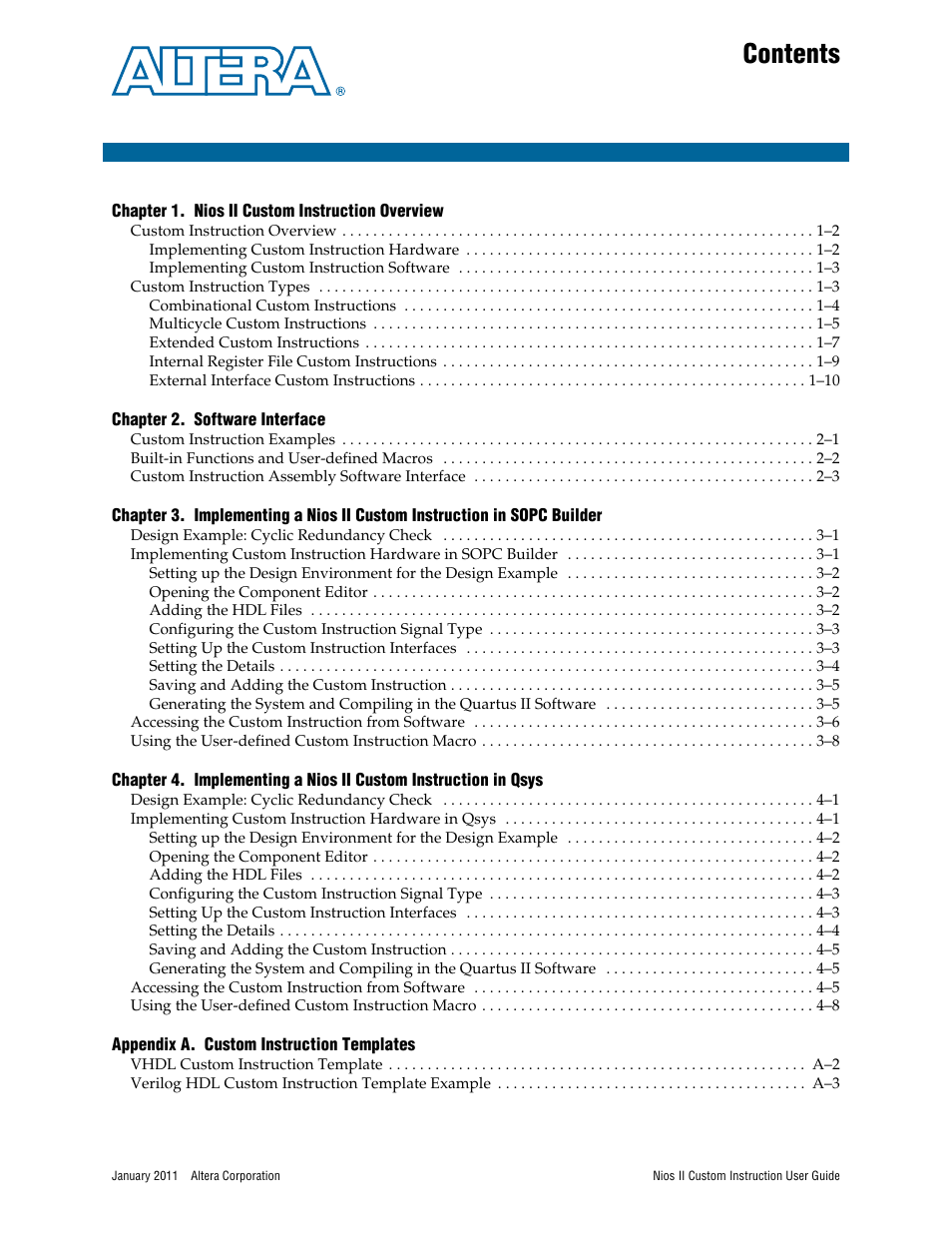 Altera Nios II Custom User Manual | Page 3 / 50