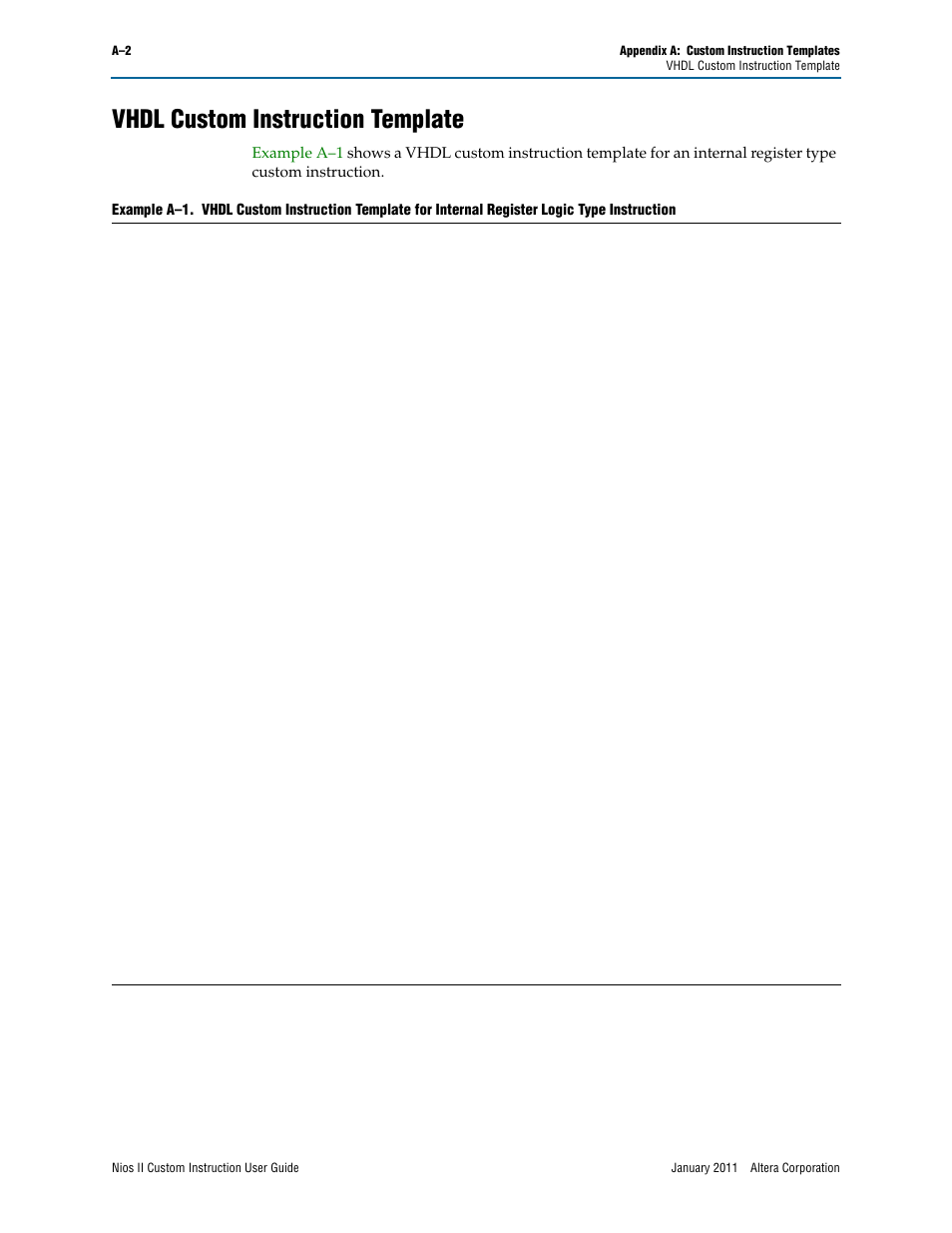Vhdl custom instruction template | Altera Nios II Custom User Manual | Page 40 / 50