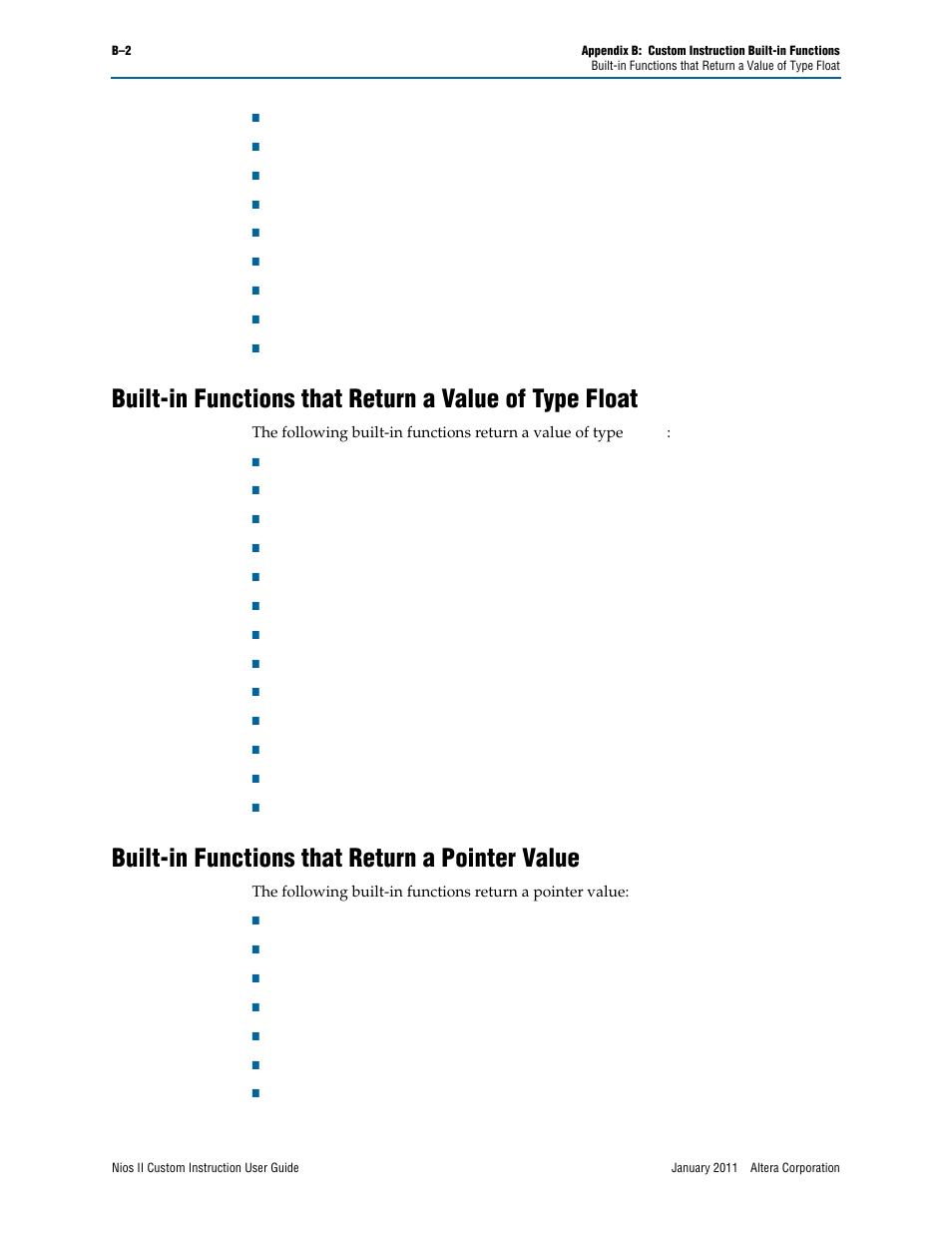 Built-in functions that return a pointer value | Altera Nios II Custom User Manual | Page 44 / 50