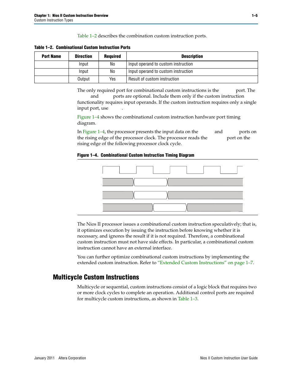 Multicycle custom instructions, Multicycle custom instructions –5 | Altera Nios II Custom User Manual | Page 9 / 50