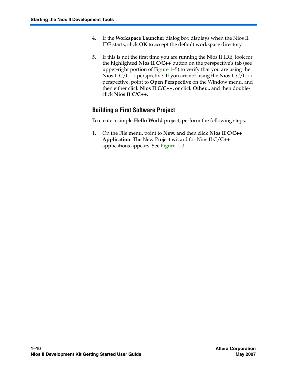 Building a first software project | Altera Nios II User Manual | Page 18 / 22