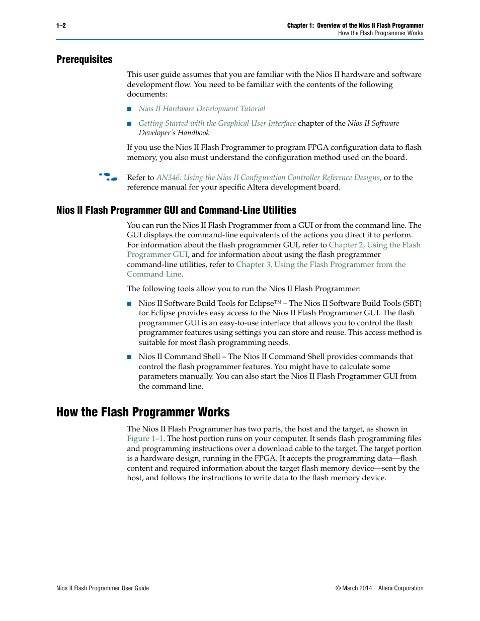 Prerequisites, How the flash programmer works, How the flash programmer works –2 | Altera Nios II User Manual | Page 6 / 37