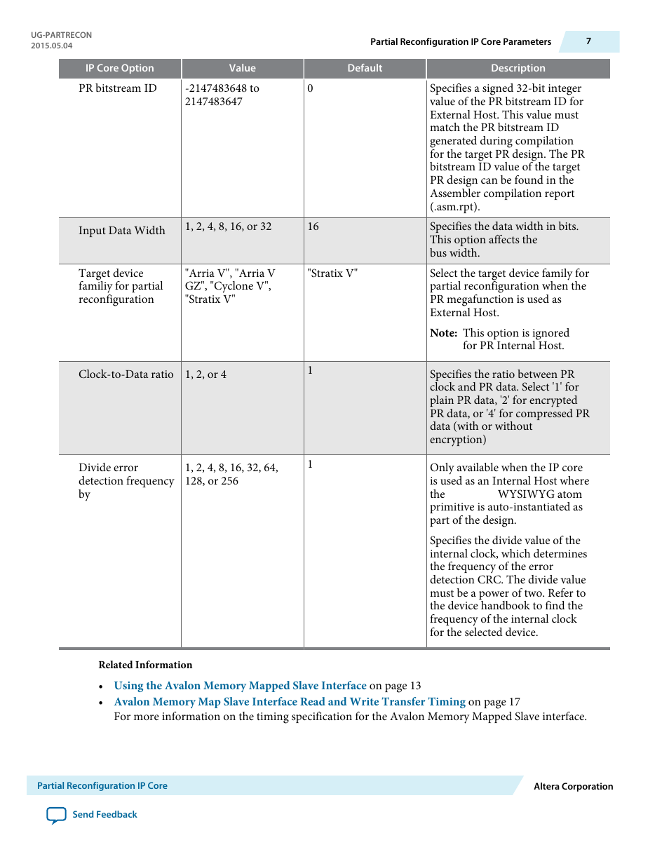 Altera Partial Reconfiguration IP Core User Manual | Page 7 / 27