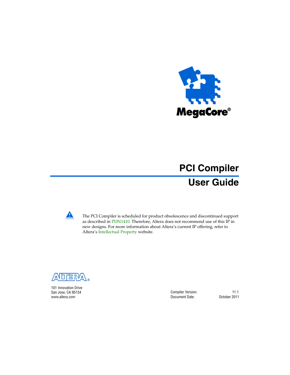 Altera PCI Compiler User Manual | 360 pages