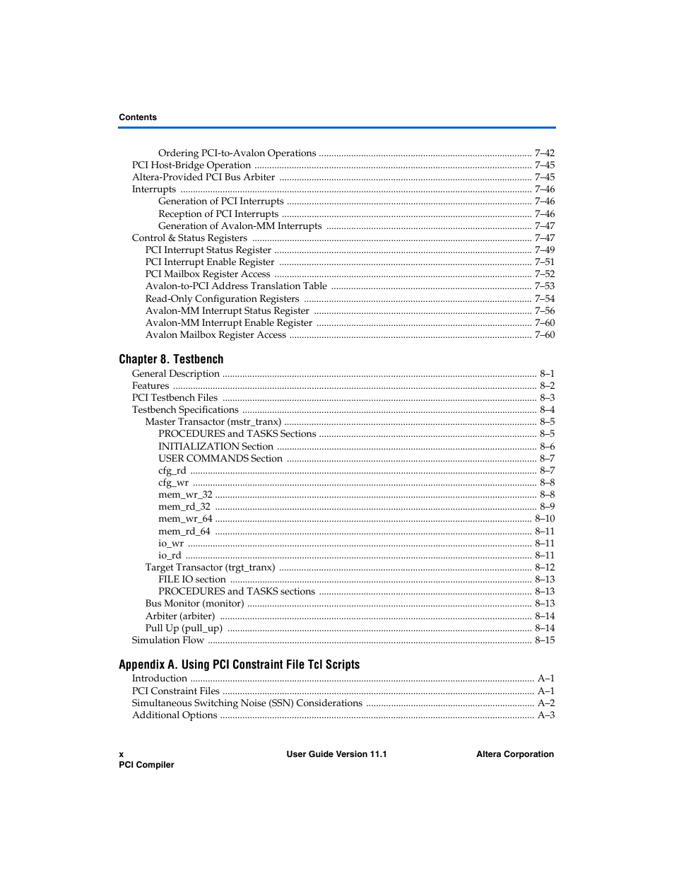 Altera PCI Compiler User Manual | Page 10 / 360