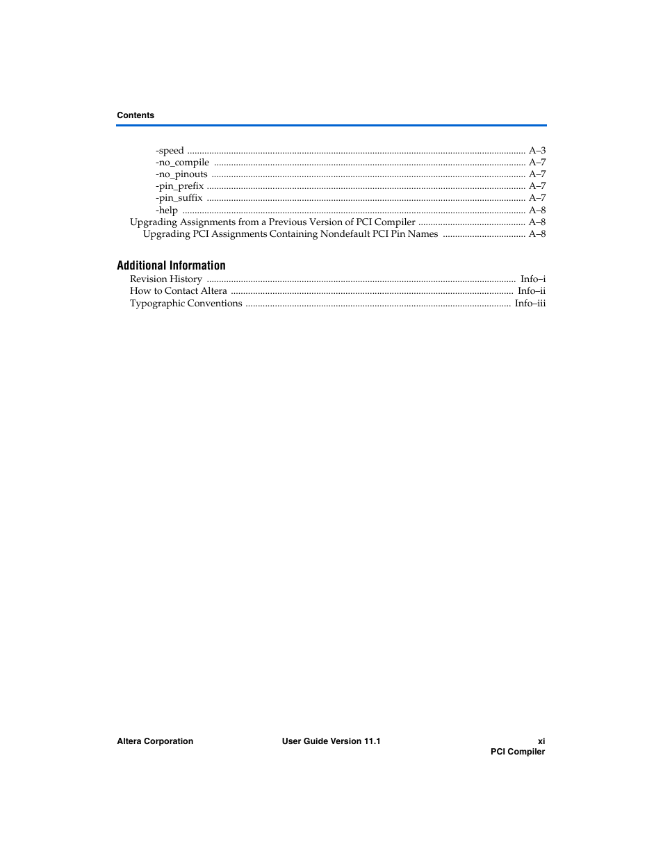 Additional information | Altera PCI Compiler User Manual | Page 11 / 360