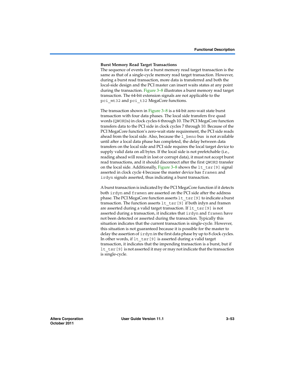 Burst memory read target transactions | Altera PCI Compiler User Manual | Page 127 / 360