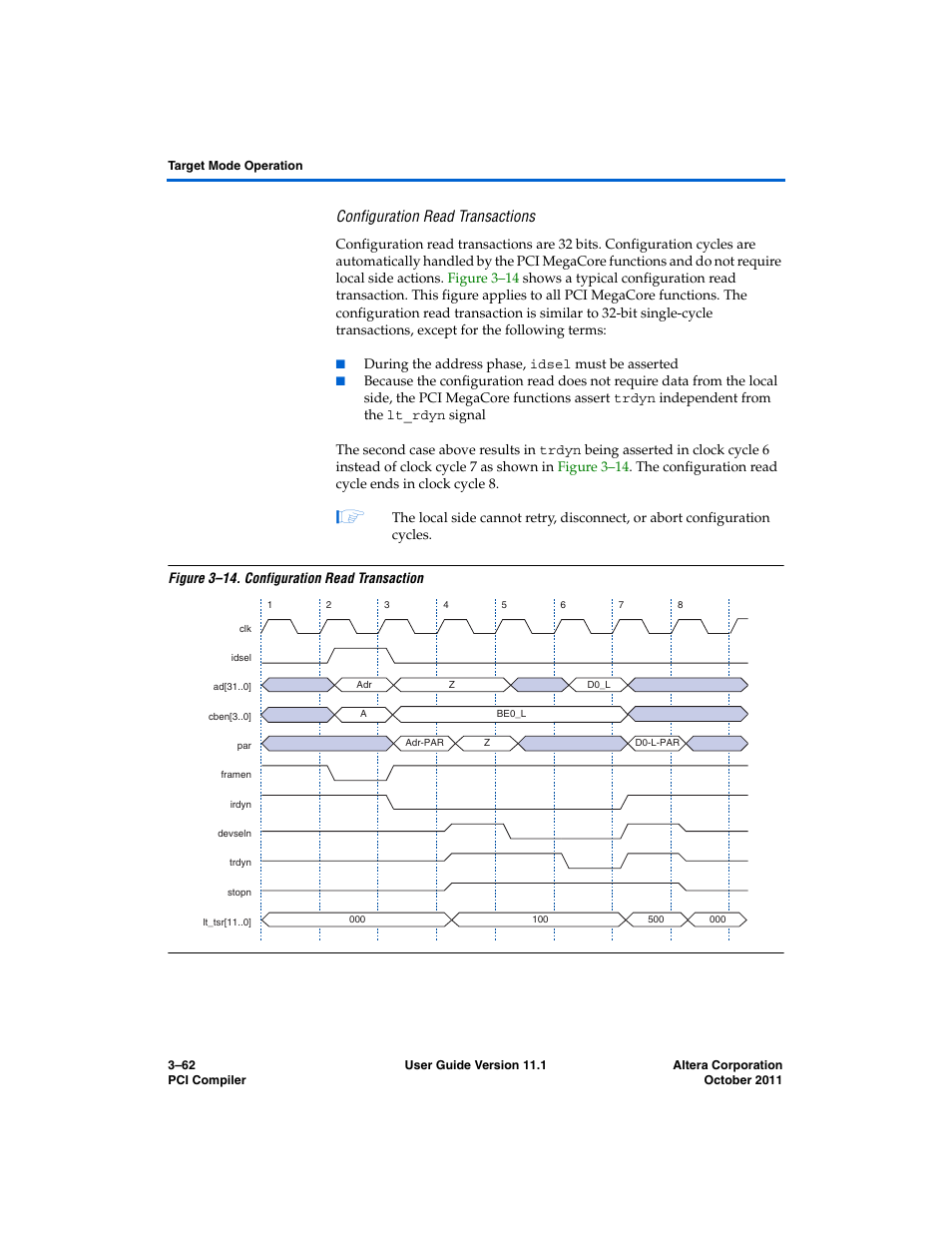 Configuration read transactions | Altera PCI Compiler User Manual | Page 136 / 360
