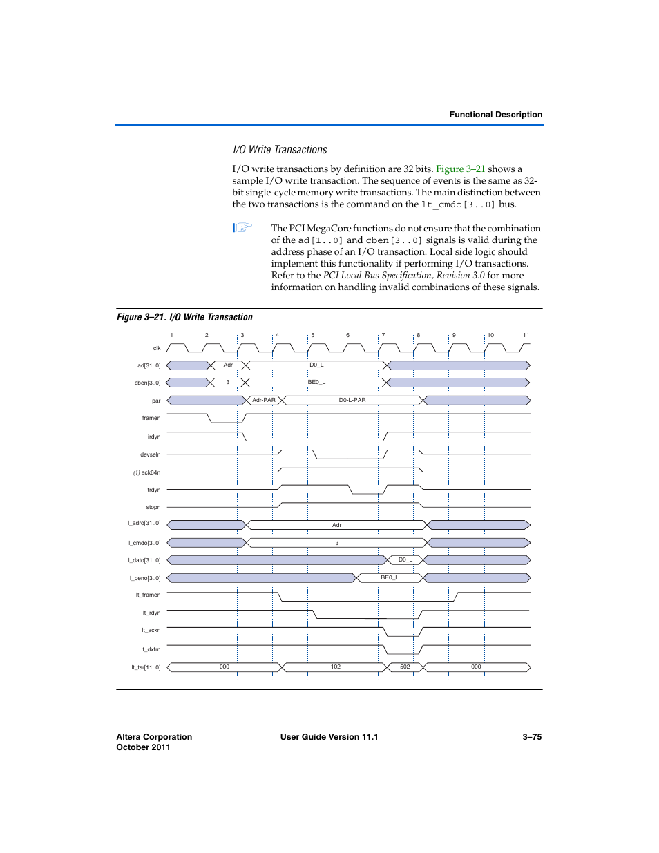I/o write transactions | Altera PCI Compiler User Manual | Page 149 / 360