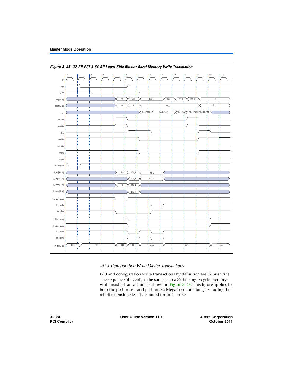 I/o & configuration write master transactions | Altera PCI Compiler User Manual | Page 198 / 360