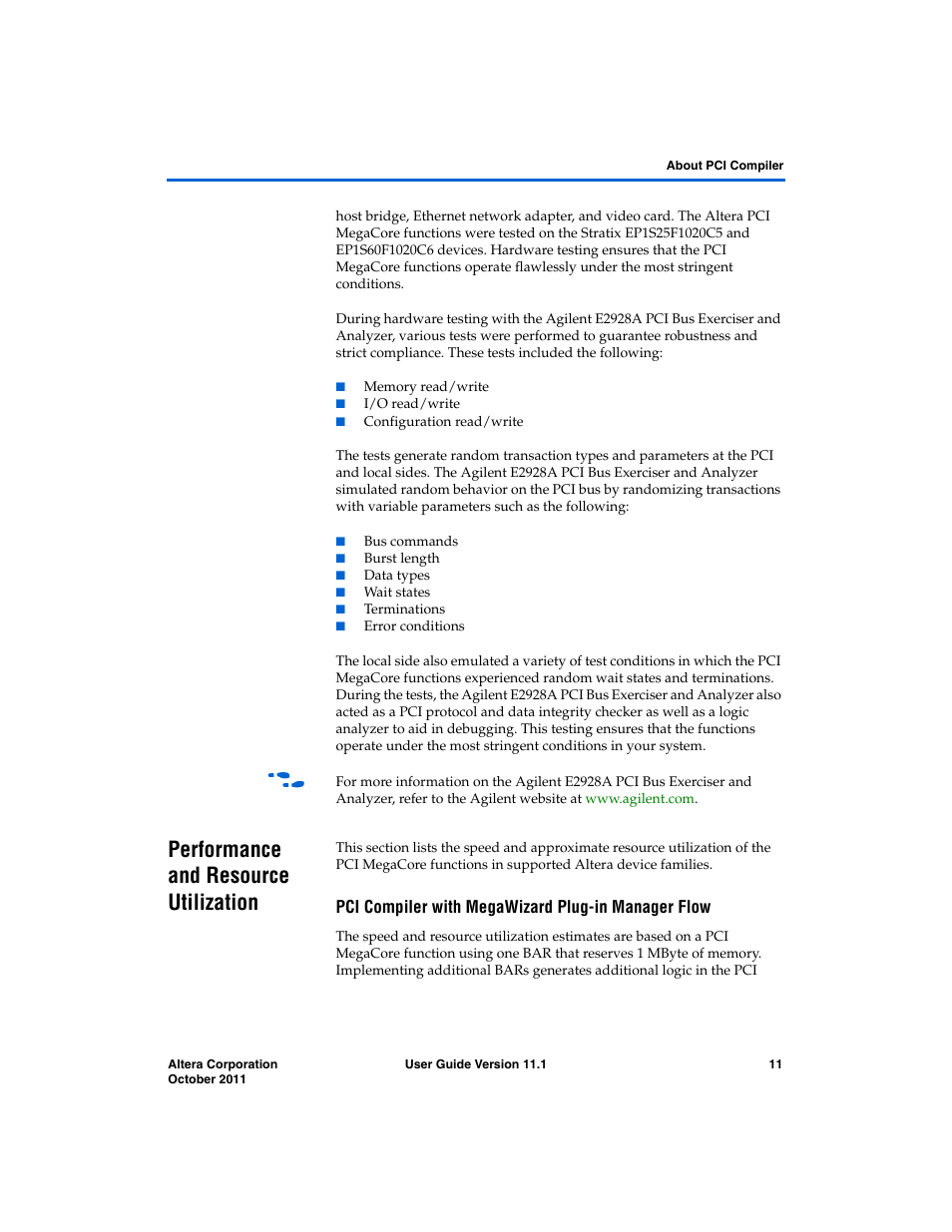 Performance and resource utilization, Pci compiler with megawizard plug-in manager flow | Altera PCI Compiler User Manual | Page 23 / 360