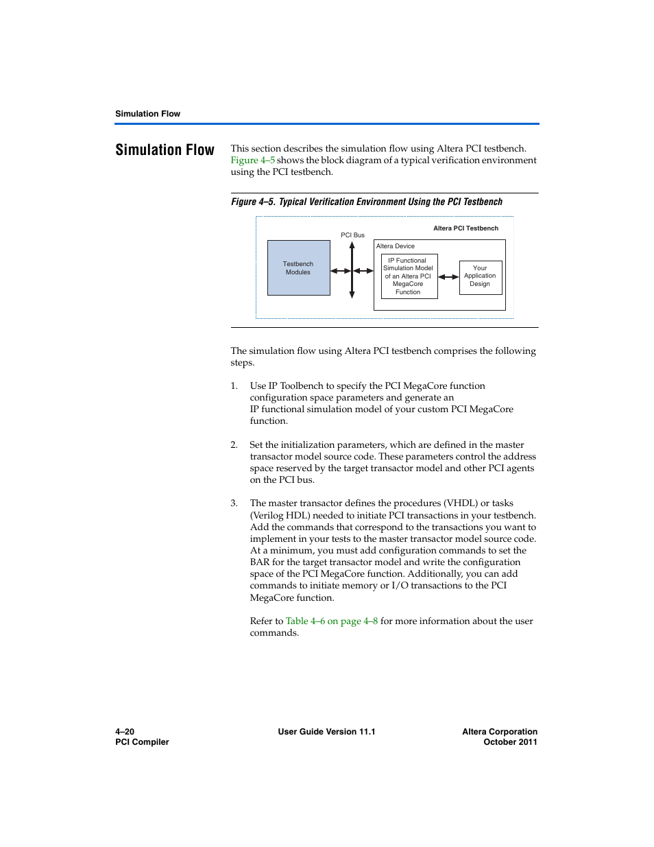 Simulation flow, Simulation flow –20, R to | Altera PCI Compiler User Manual | Page 230 / 360