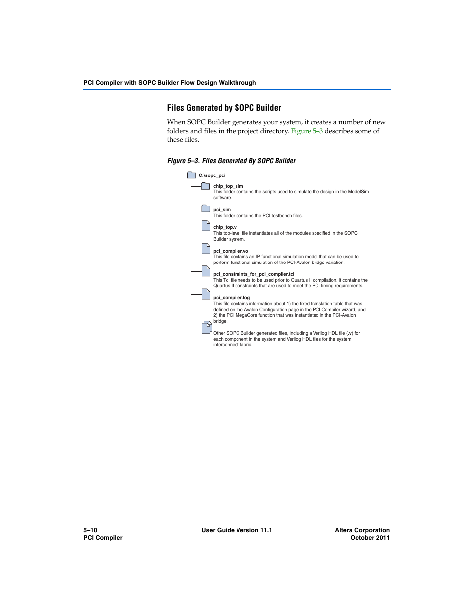 Files generated by sopc builder | Altera PCI Compiler User Manual | Page 244 / 360