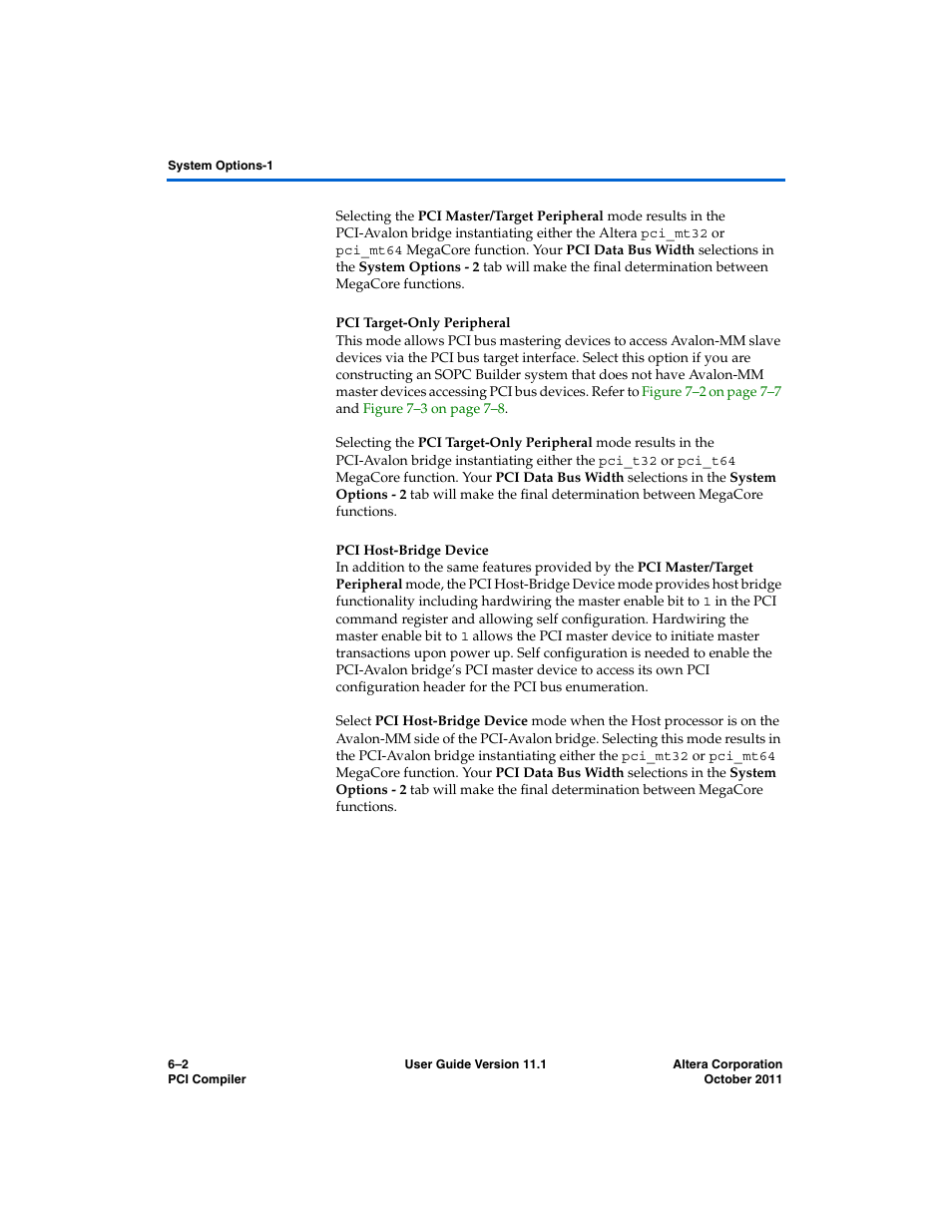 Pci target-only peripheral, Pci host-bridge device | Altera PCI Compiler User Manual | Page 252 / 360